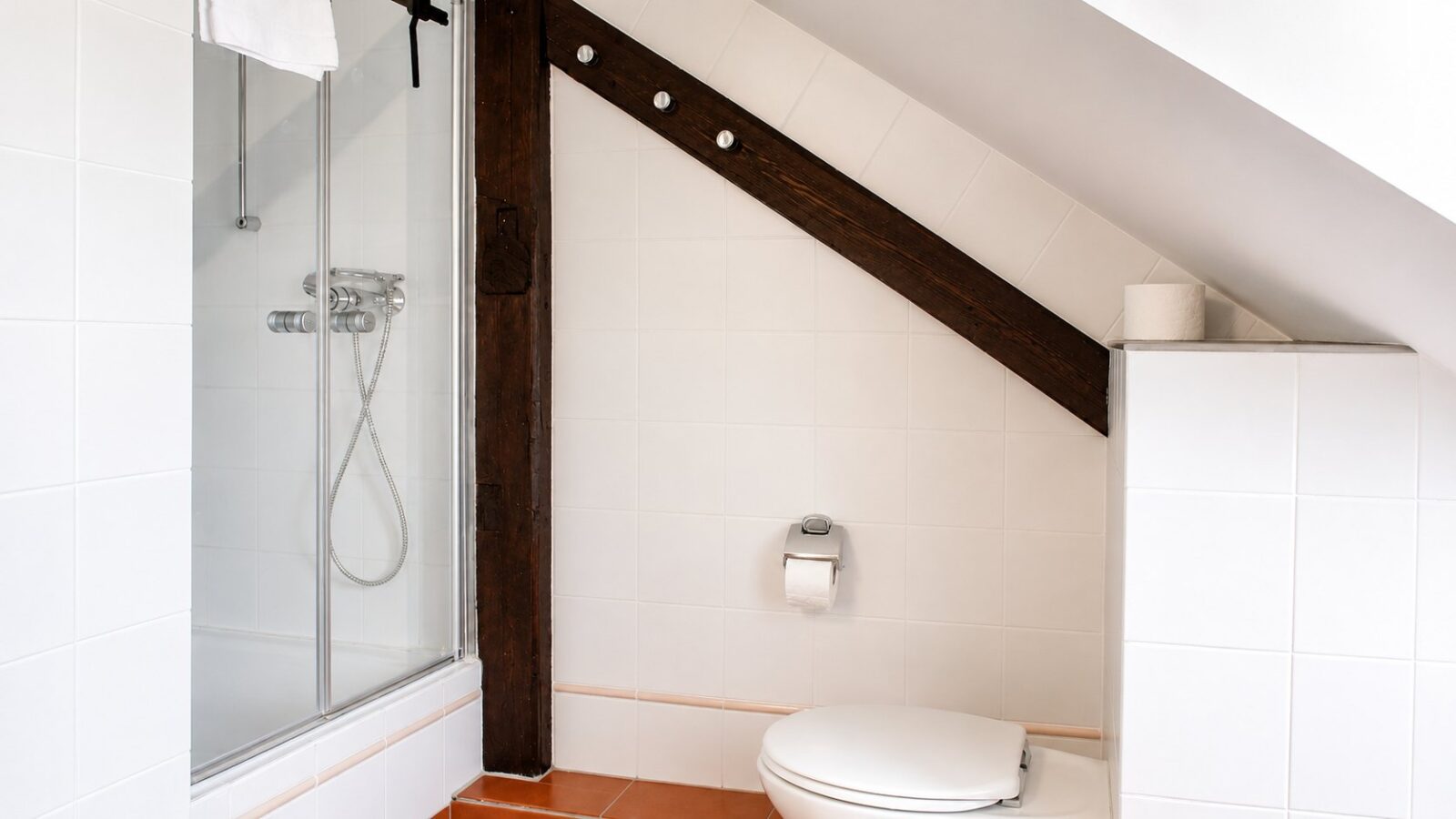 SEEZEIT Zinnmanufaktur – Badezimmer mit Dusche SEEZEIT Ferienwohnung an der Zinnmanufaktur: Badezimmer mit Dusche